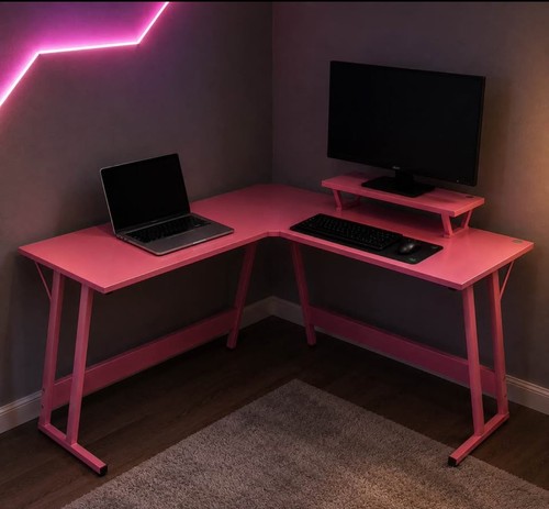 Shaped corner desk pink - corner,