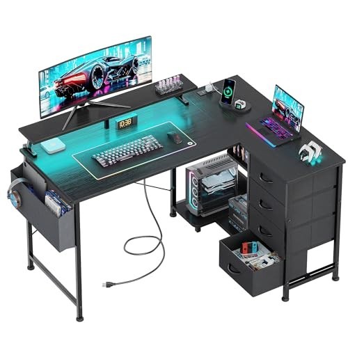 Shaped computer desk with - shaped,