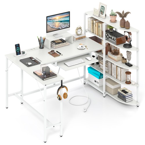 Shaped desk with storage - l,