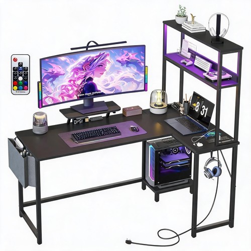 Shaped gaming desk - gaming, led