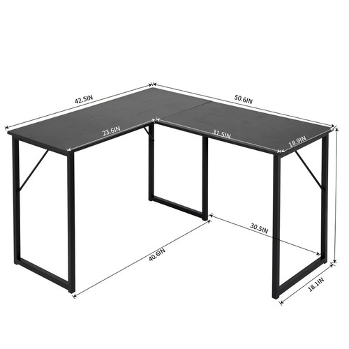 Shaped corner desk 129cm - corner,