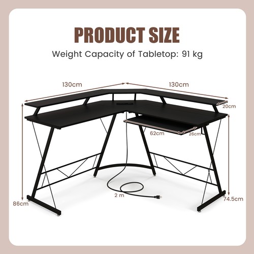Shaped computer desk with - computer,