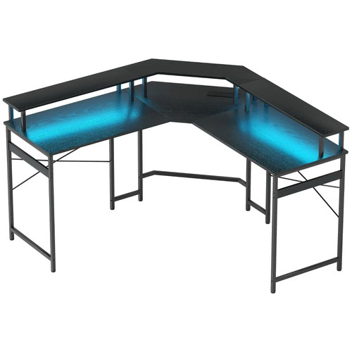 Shaped desk with power - shaped,