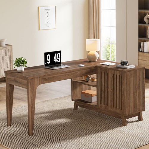Shaped desk with storage - desk,