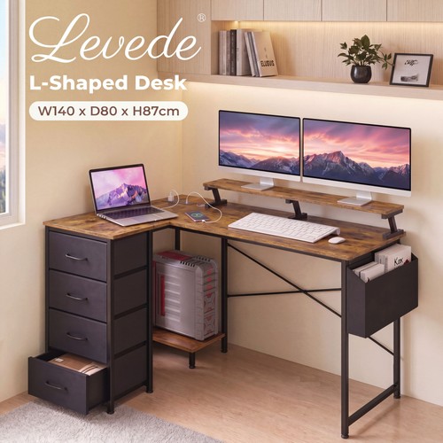Levede shaped desk with - shaped,