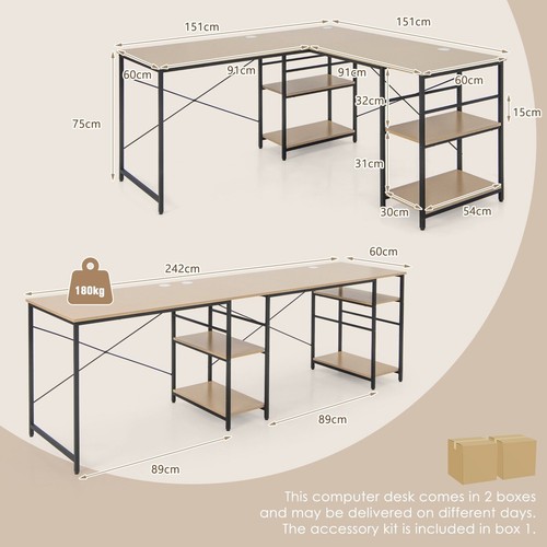 Shaped corner study writing - l-shaped,