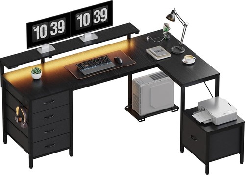 Corner desk with cabinet - cabinet, l