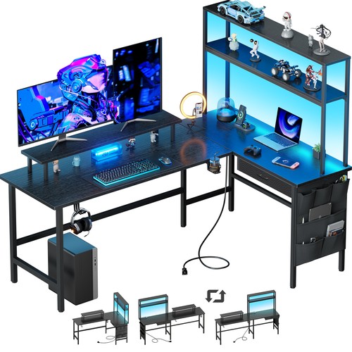 Shaped gaming desk with led - shaped,