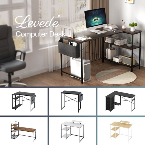 Levede computer desk shaped - desk, l