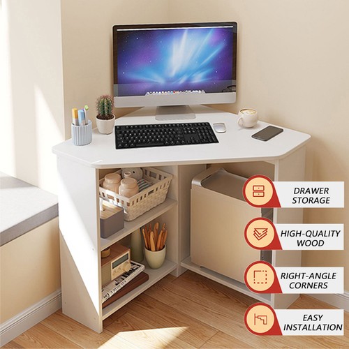 White wood office desk - office,