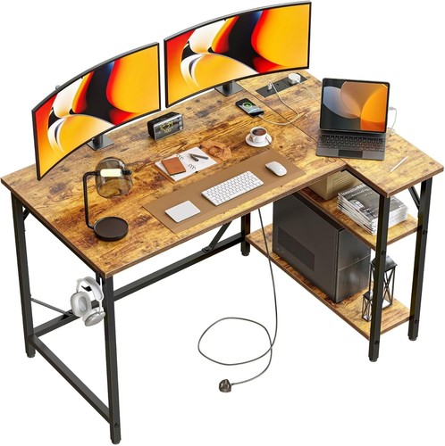 Shaped computer desk with - l,