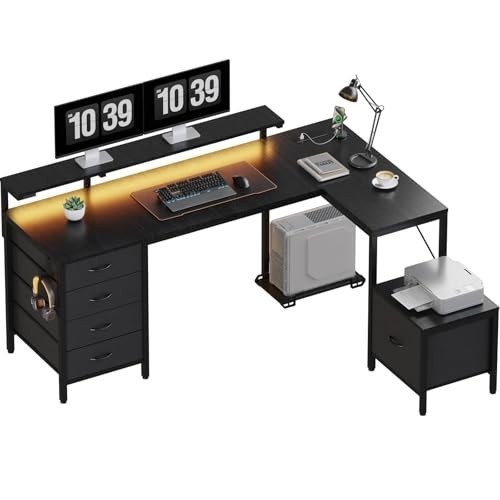 Shaped gaming desk with - l, led