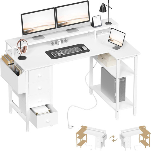 Corner desk with drawers - desk,