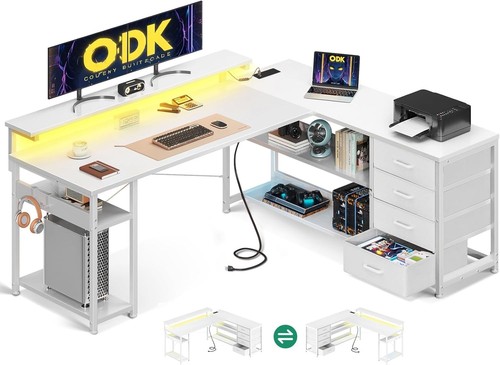 Corner desk with drawers l - corner,