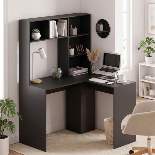 Shaped desk with storage - 5,