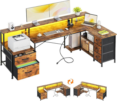 Shaped desk with fabric - desk,