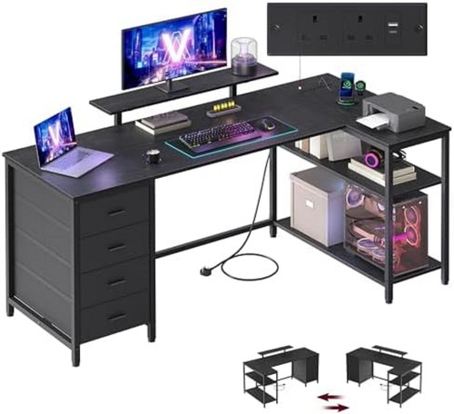 Shaped corner desk with - l,