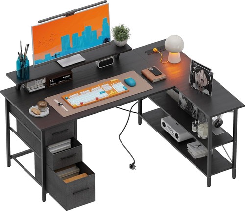 Corner computer desk with - computer,
