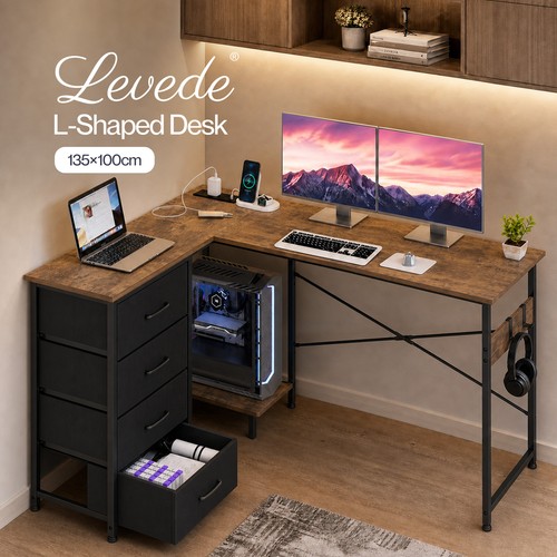 Levede shaped office desk - levede, l-shaped