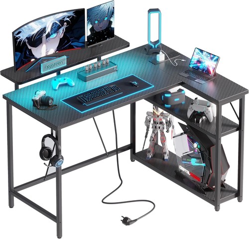 Shaped gaming desk with - desk, rgb