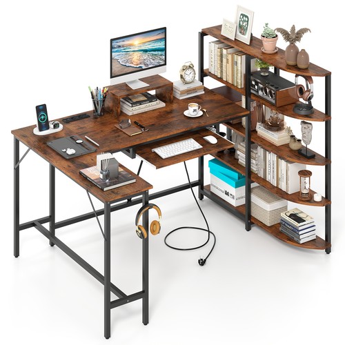 Shaped desk with storage - l,