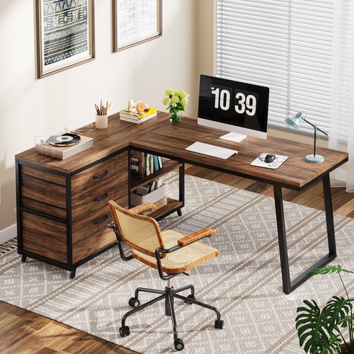Shaped computer desk with - l-shaped, 3